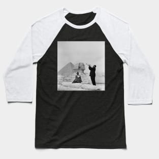 Black and White Photo of Louis Armstrong at the Egyptian Sphinx Baseball T-Shirt